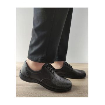 Pantofi Casual Perforati Barbati  147 01-N Negri - Negru