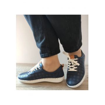 Pantofi Casual Perforati Dama  24280 Bleumarin - Albastru -