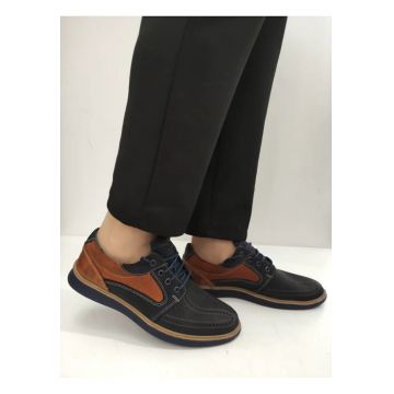 Pantofi Perforati Barbati  1523 Bleumarin Cu Maro - Albastru