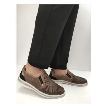 Pantofi Perforati Barbati  411 Taupe - Maro -