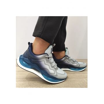 Pantofi Barbati  9551 Gri + Albastri -