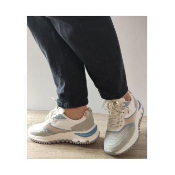 Pantofi Casual Dama  250533-3 Bleu Cu Alb - Albastru -