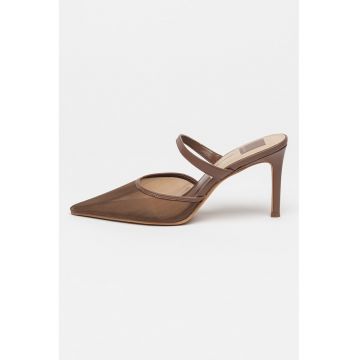 Pantofi cu varf ascutit de plasa - cu garnituri de piele Katik