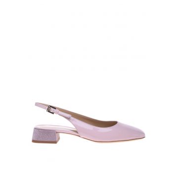 Pantofi de piele cu toc si varf patrat