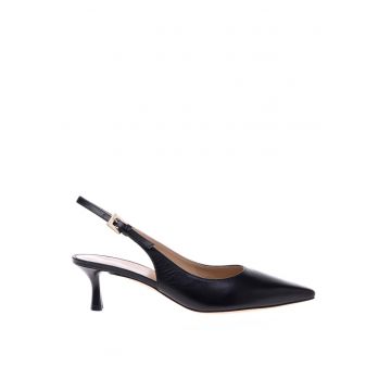 Pantofi slingback de piele cu varf ascutit