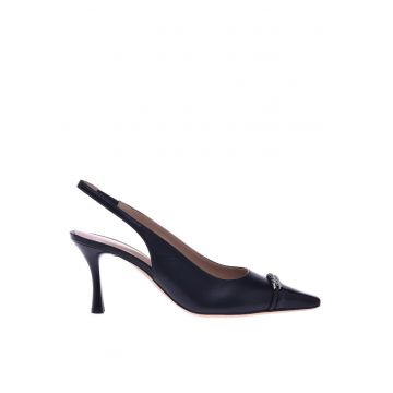 Pantofi slingback de piele cu varf ascutit