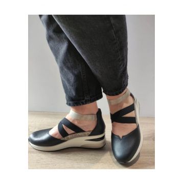 Pantofi Casual Dama  D2411-03 Negri Cu Bej - Negru -