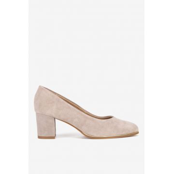 Pantofi dama  5903419918841 - Piele intoarsa - Bej