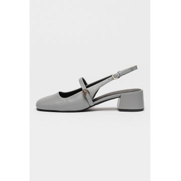 Pantofi Mary Jane de piele cu toc si catarama