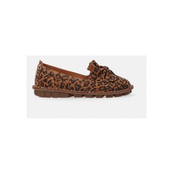 Balerini animal print cu varf rotund