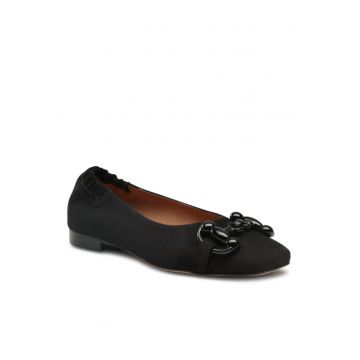 Balerini dama -  Piele naturala - Negru