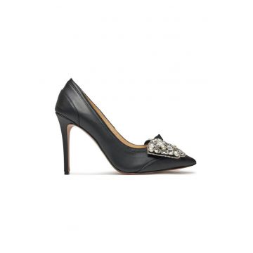 Pantofi cu toc subtire D04953-E160-002 Negru -  Piele lacuita