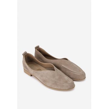 Pantofi dama  bej din piele intoarsa