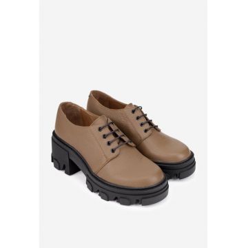 Pantofi dama din piete texturata taupe