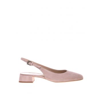 Pantofi de piele cu toc si varf patrat