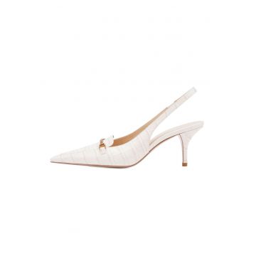 Pantofi de piele cu varf ascutit si model piele de reptila
