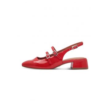Pantofi de piele ecologica cu toc masiv