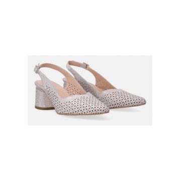 PANTOFI DIN PIELE CU ASPECT METALIZAT