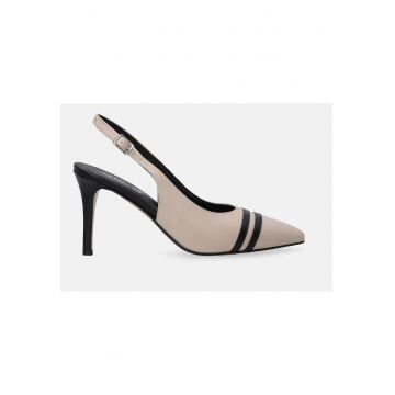 Pantofi din piele - cu toc stiletto si bareta slingback