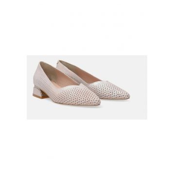 PANTOFI DIN PIELE NABUC CU ASPECT METALIZAT