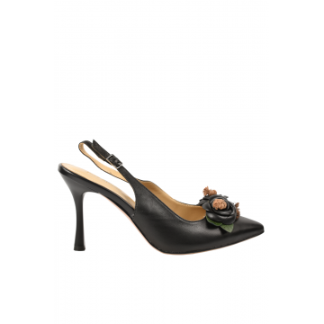 Pantofi eleganti - dama -  K7009 negru - piele naturala - cu toc