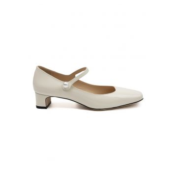 Pantofi Mary-Jane din piele lacuita cu toc masiv Rivas