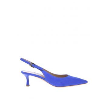 Pantofi slingback de piele cu toc si varf ascutit
