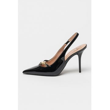 Pantofi slingback din piele lacuita cu toc stiletto