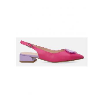 Pantofi uni din piele cu varf ascutit
