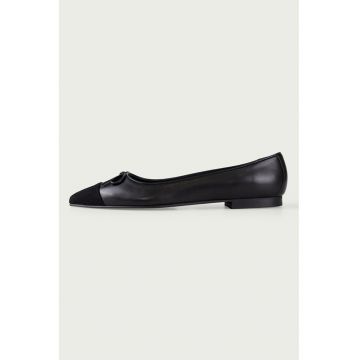 Balerini din piele si piele intoarsa cu aplicatie cap-toe
