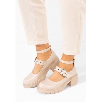 Pantofi cu toc gros Khalilah bej