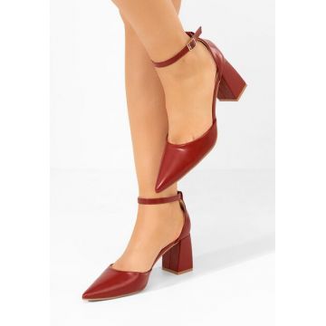 Pantofi cu toc gros Nedelia rosii