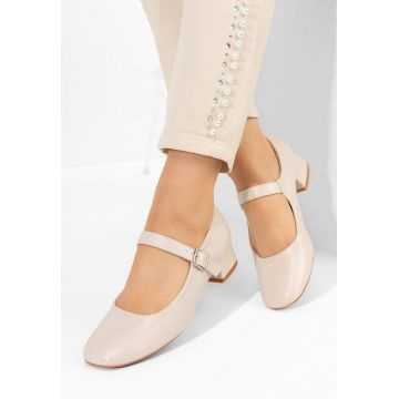 Pantofi cu toc mic Stephine bej