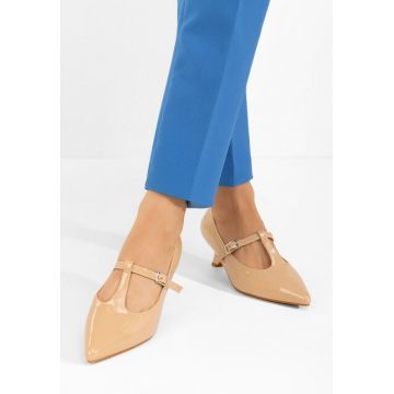 Pantofi cu toc subtire Caty bej