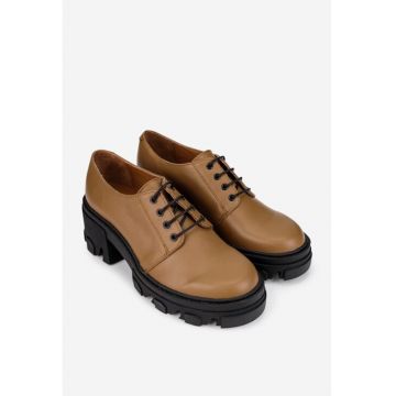 Pantofi dama din piete naturala taupe