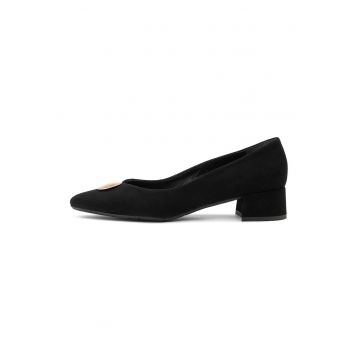 Pantofi de piele intoarsa cu element circulat metalic Elizabeth