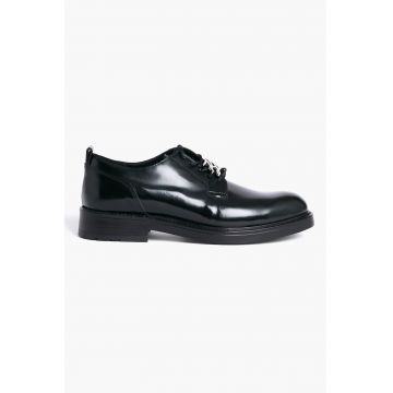 Pantofi lacuiti de piele cu varf rotund