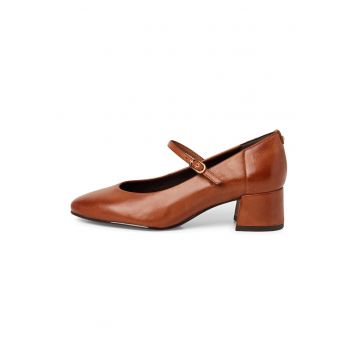 Pantofi Mary Jane de piele cu toc masiv