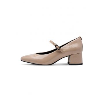 Pantofi Mary Jane de piele ecologica cu toc masiv