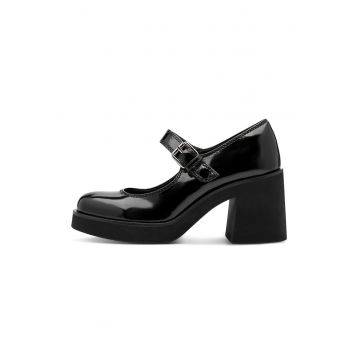 Pantofi Mary Jane din piele ecologica cu aspect masiv
