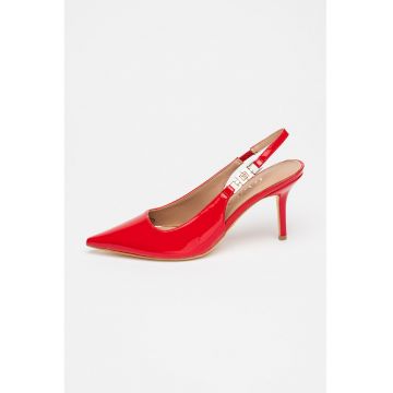 Pantofi slingback cu aspect lacuit