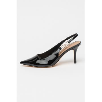 Pantofi slingback cu aspect lacuit