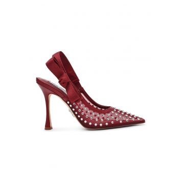 Pantofi slingback cu toc si aplicatii de strasuri