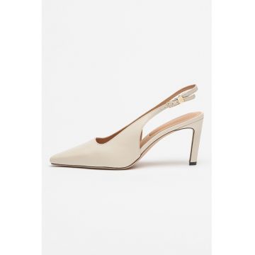 Pantofi slingback de piele cu varf ascutit