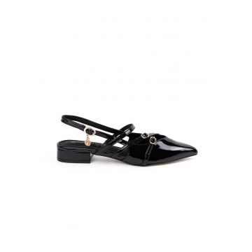 Pantofi slingback din piele lacuita