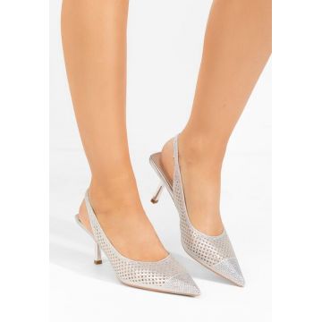 Pantofi slingback Terrela argintii