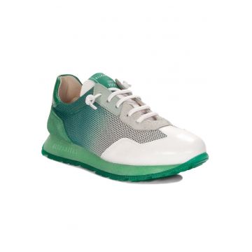 Pantofi  verde-alb - stofa - piele - sintetic - pentru femei - slip on