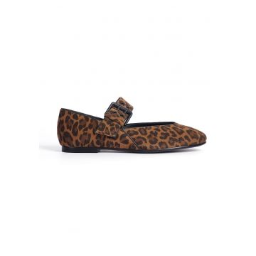 Balerini din piele intoarsa cu animal print Mirtha