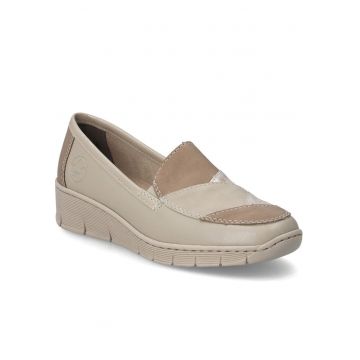 Mocasini dama  din piele naturala bej - Bej