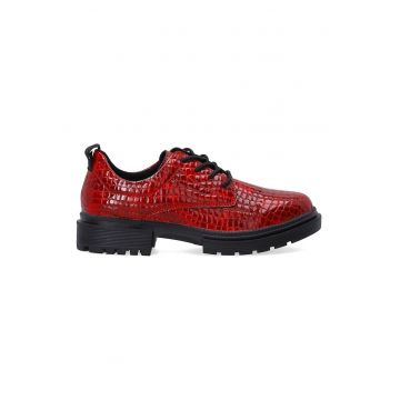 Pantofi casual cu aspect de piele din crocodil